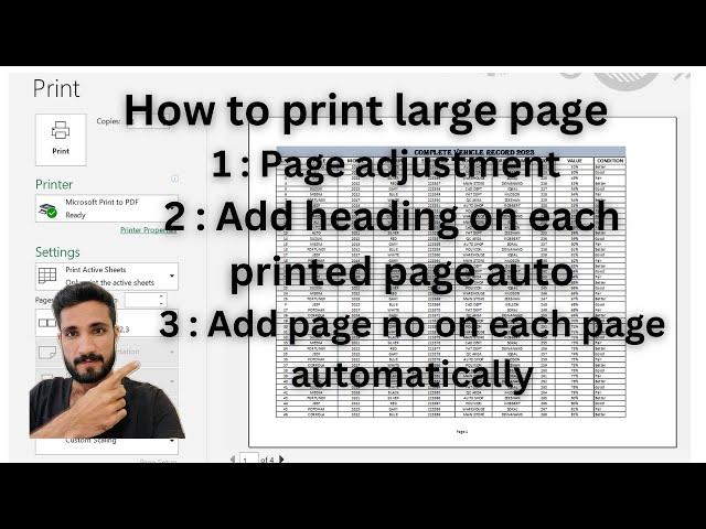how to print large page in excel | print page setup in excel #excellearning