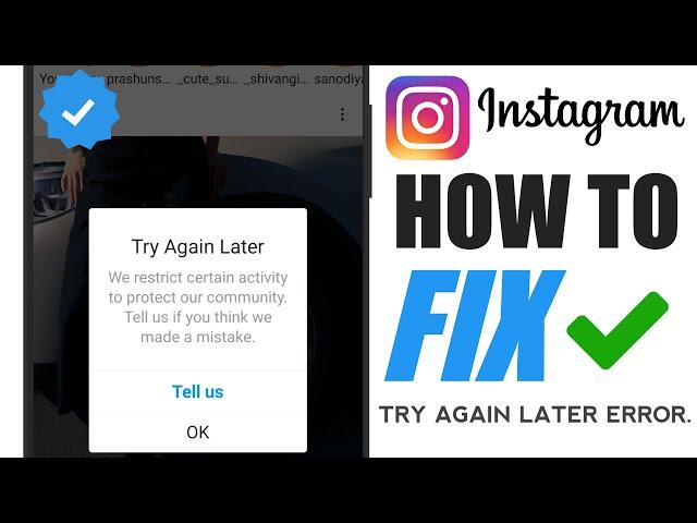 How to Fix Try Again Later Error in Instagram | How to fix action blocked on instagram