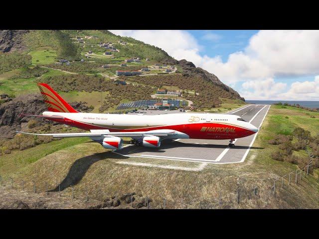 Very Rare! The Giant Boeing 747 National Air Cargo Takeoff From A Short Runway