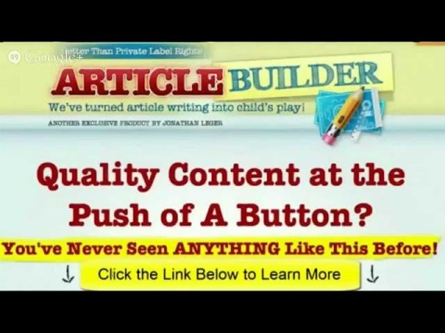 Article Builder - article writing software that works | article builder review