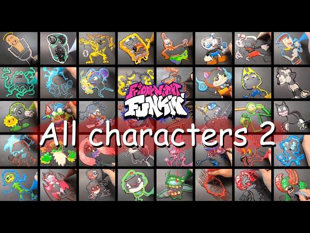 FRIDAY NIGHT FUNKIN : All characters 2 - Pancake art, (FNF mod)
