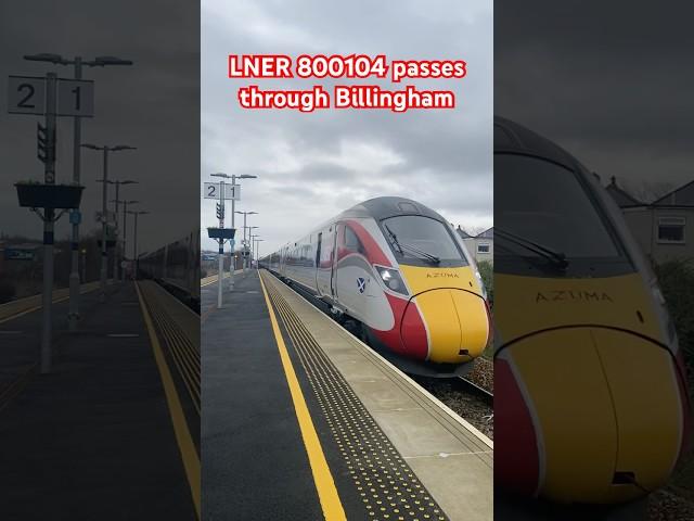 LNER Azuma 800104 “Celebrating Scotland” passes through Billingham. #lner #azuma #800 #train #uk