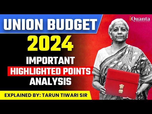 Union Budget 2024 | Important Highlighted Points | Budget 2024 Analysis | #cat2024 #budget2024