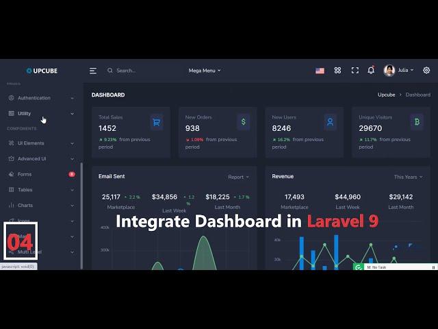 (04) Integrate Admin Dashboard in Laravel 9 | Add Master Template | Integrate Admin Theme in Laravel