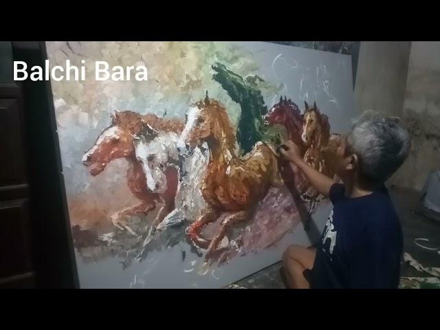 Horses Painting With Acrylic on Canvas - 21 April 2021 - Balchi Bara