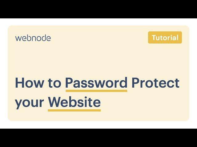 Webnode | How to Password Protect your Website