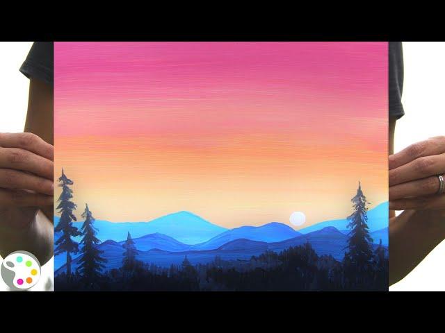 Acrylic Painting Tutorial for Beginners | Easy Sunset Landscape Painting