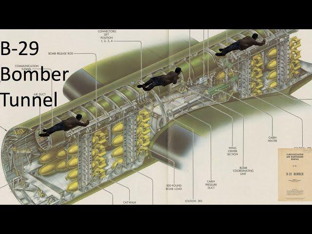 B-29 Bomber Crew Tunnel Belly Crawl Through and factoid Video