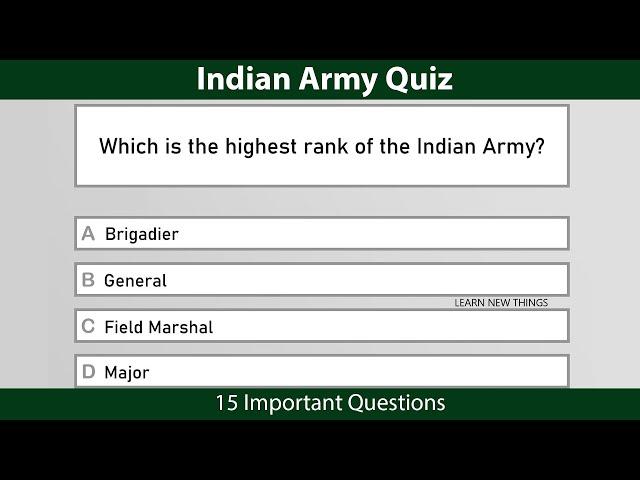 Indian Army Quiz | General Knowledge Quiz on the Indian Army | Army Day | India Quiz