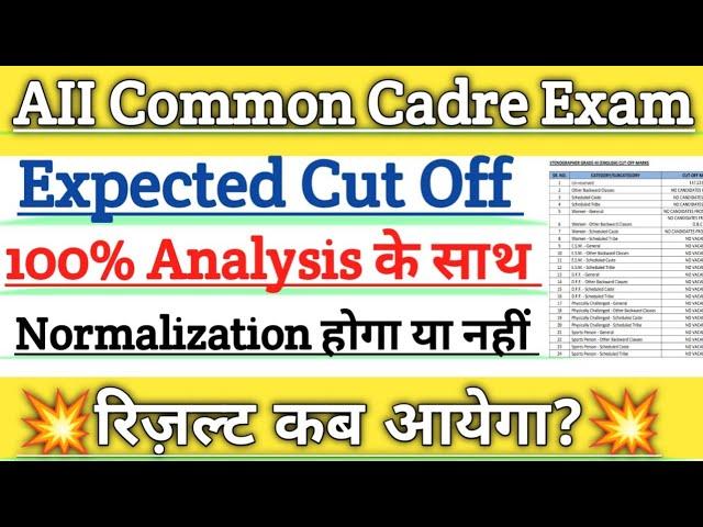 aai common cadre expected cutoff | aai je cutoff | aai je common cadre exam analysis cutoff | aai je