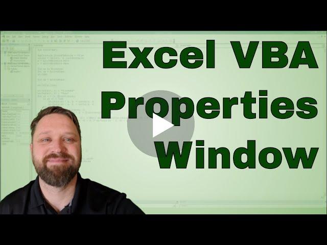 Excel VBA Visual Basic Editor Properties Window