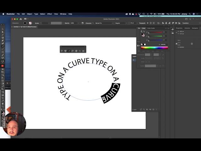 Kerning, Tracking (and  switching orientation to the curve with TEXT ON A CURVE in Adobe Illustrator