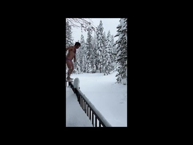 No Pants, No Problem: California Man in Speedo Leaps Into Snowfall