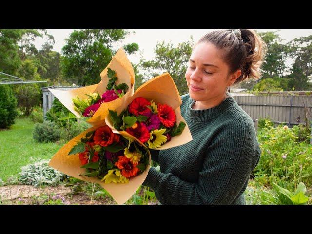 How to Harvest, Arrange, Wrap and Sell Flowers From Your Backyard  Bouquet Arranging Tutorial