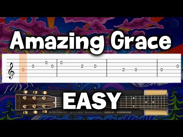 Amazing Grace - EASY Guitar tutorial (TAB)