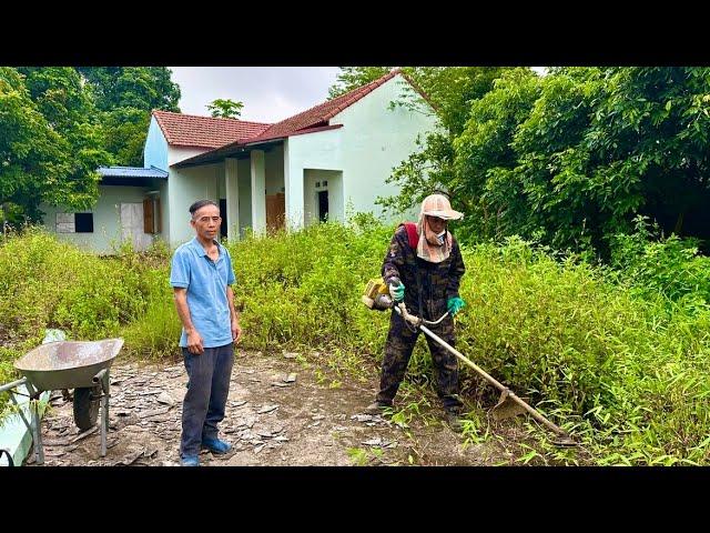 SINGLE OLD man raising 5year old child cleans up house that has been abandoned overgrown grass lawn