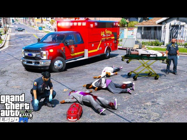 GTA 5 Paramedic Mod Ambulance Responding To Huge Gang Shootout With Police