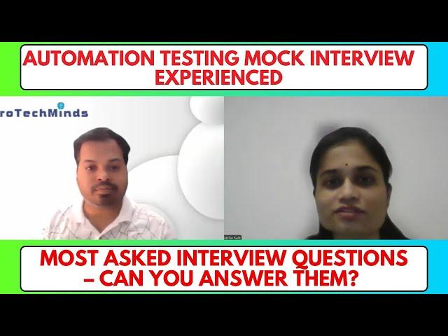  Live Automation Testing Mock Interview – Expert Feedback Included!  | SDET Mock Interview