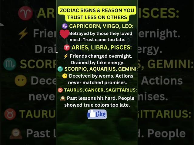 ZODIAC SIGNS & REASON YOU TRUST LESS ON OTHERS #zodiac #shorts