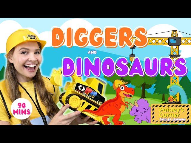 Toddler Learning Video - Learn Dinosaurs and Diggers for Toddlers | Toy Learning Video for Toddlers