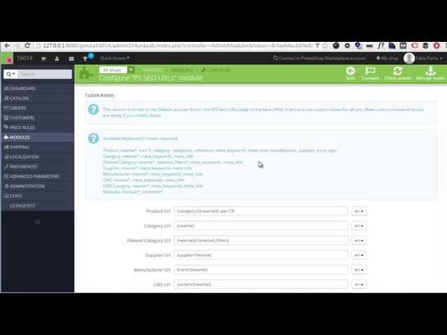 Prestashop SEO Urls Module Video Guide