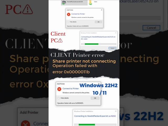 share printer not connecting | error 0x000 | client PC printer not connected fix problem