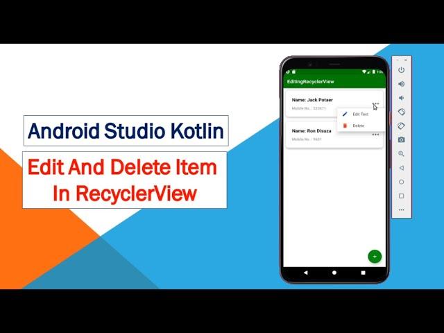 kotlin android how to add and delete item in recyclerview/android how to add popup menu recyclreview