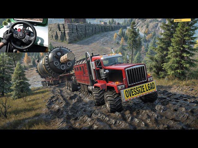 GWC Bruticus - Pulling a Massive Refinery Machine on Climb Uphill | SnowRunner | Logitech G29 | #651