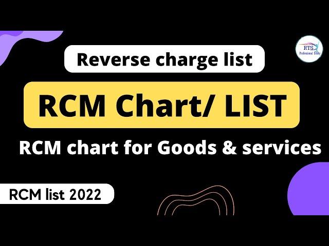 RCM chart for Goods & services in GST | Reverse charge list for Goods & services in gst | RCM LIST