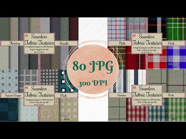 80 Seamless Fabric Textures, Seamless Fabric Patterns, Textile Digital Papers, Printable Scrapbook,