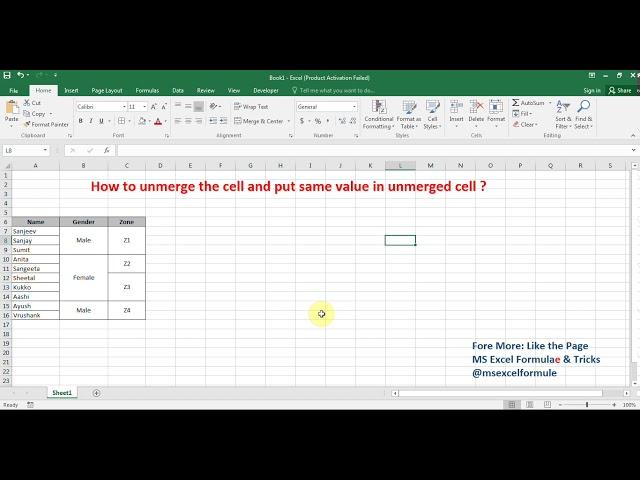 Unmerge Cell in Excel - How to unmerge multiple cells