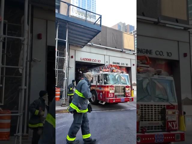 #FDNY Ladder 10 responding from quarters on Liberty Street in Manhattan