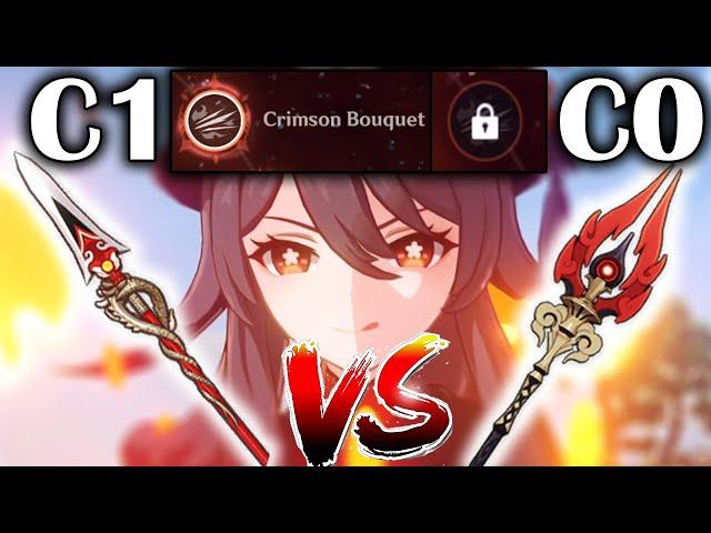 Hu Tao Staff of Homa VS Dragon's Bane and C0 VS C1 comparison | Genshin Impact