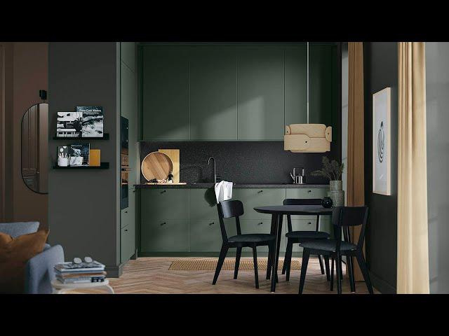 Get familiar with HAVSTORP deep green kitchen fronts