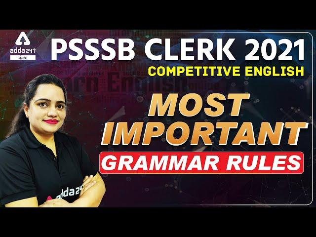 PSSSB Clerk Preparation | PSSSB Clerk English | Most Important Grammar Rules