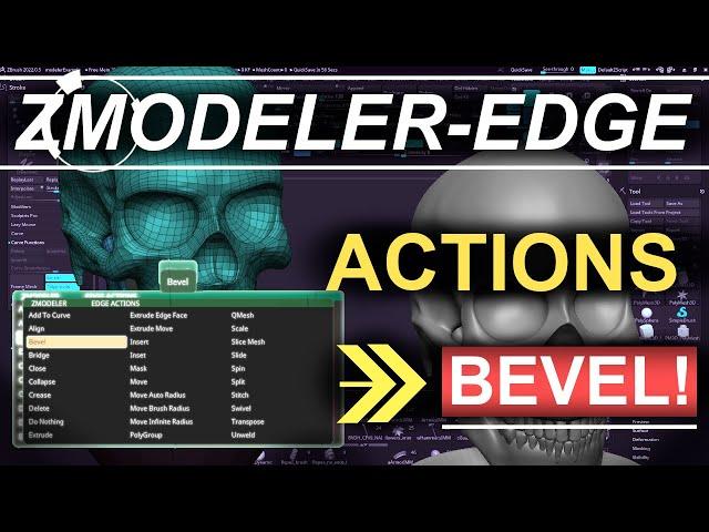 ZBrush - ZModeler Edge(Actions) - "Bevel"