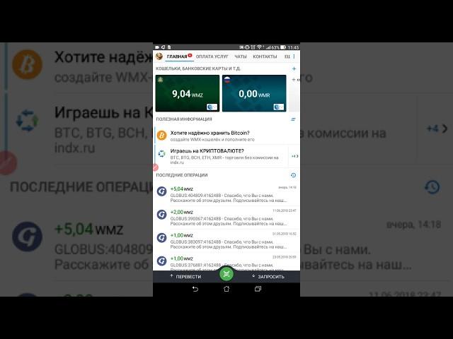 Подтверждение перевода с Глобус на WebMoney (Часть2)