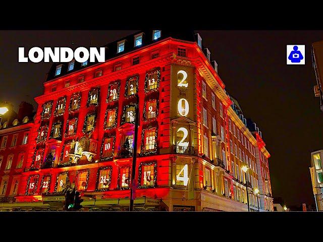 London Christmas Walk 2024  LONDON’s Christmas Lights Tour | Central London Winter Walking Tour HDR