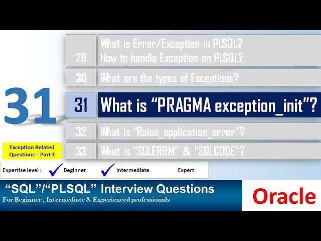 Oracle PL SQL interview question What is pragma Exception Init