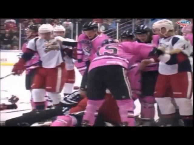 Bench Clearing Hockey Brawl - Rockford vs Grand Rapids - AHL