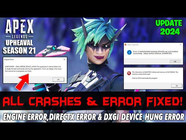 Apex Legends Season 21: How to Fix Engine Error,Directx Error & DXGI_ERROR_DEVICE_HUNG in PC