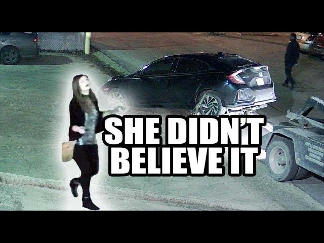 Girl Ignores Signs, Honda Gets Towed