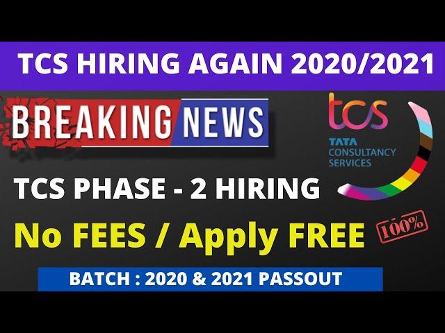 TCS NQT Hiring Again 2020 & 2021 Batch | No Fees / Apply For Free | BE/Btech All Branches