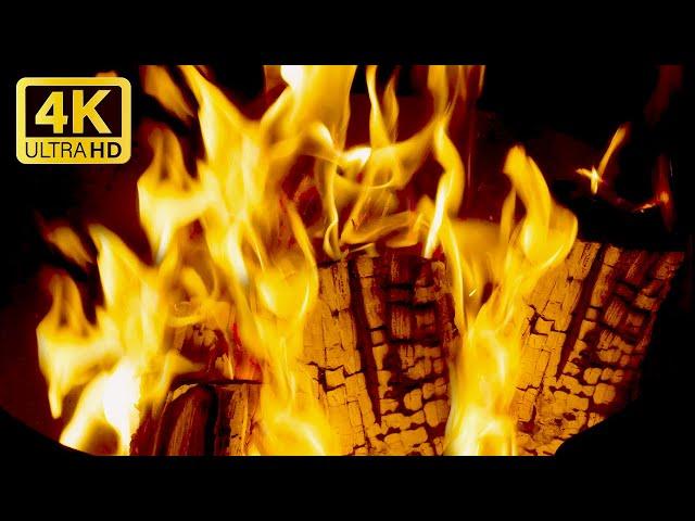  Cozy Fireplace 4K | 12 HOURS of Relaxing Crackling Fire Sounds. Burning Fireplace 4K