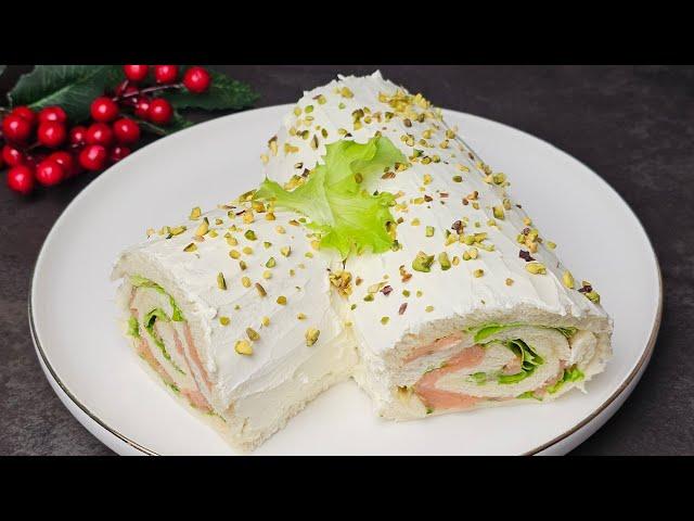 SAVOURY CHRISTMAS LOG , Quick and easy recipe WITHOUT COOKING.