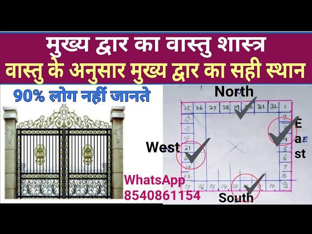 वास्तु के अनुसार मुख्य द्वार कहां होना चाहिए | main gate vastu | vastu for main Door | 16 जोन वास्तु