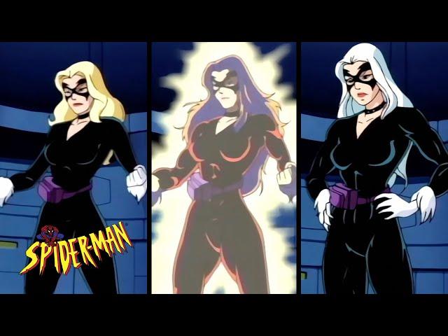 All Black Cat Transformations | Spider-Man: The Animated Series (HD)