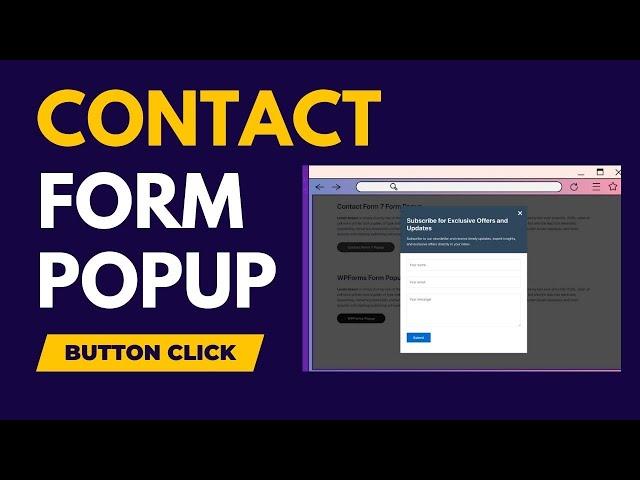 How To Add Contact Form Popup In Wordpress | Contact Form 7