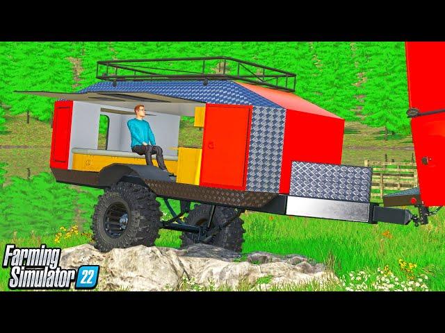 ROLLING IN LIFTED TRAILER CAMPING IN THE LAKE! | CAN WE MAKE MILLIONS? FARMING SIMULATOR 22