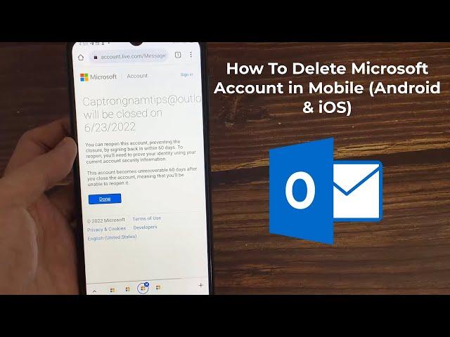 How To Delete Microsoft Account in Mobile (Android & iOS) | Close Outlook Account Permanently